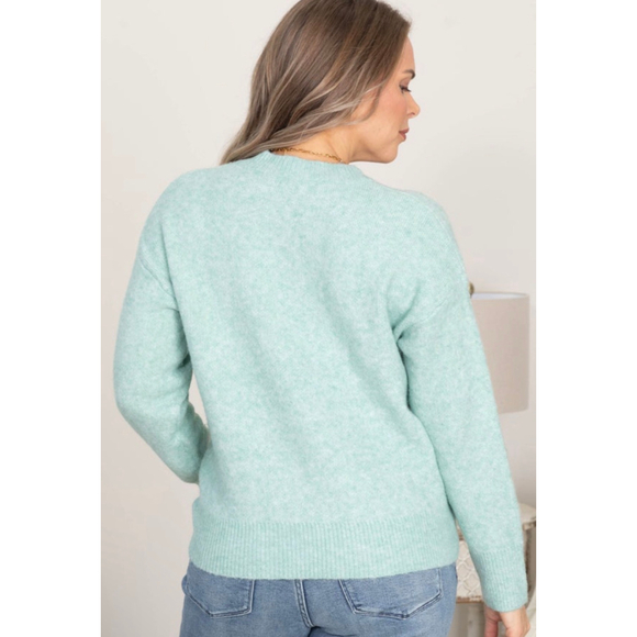 Women's Staccato Light Blue Cream Floral Crew Neck Sweater M/L - Picture 3 of 4